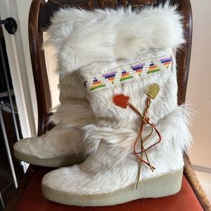 Tecnica White Fur Winter Boot Color Band Women's Size EU 40